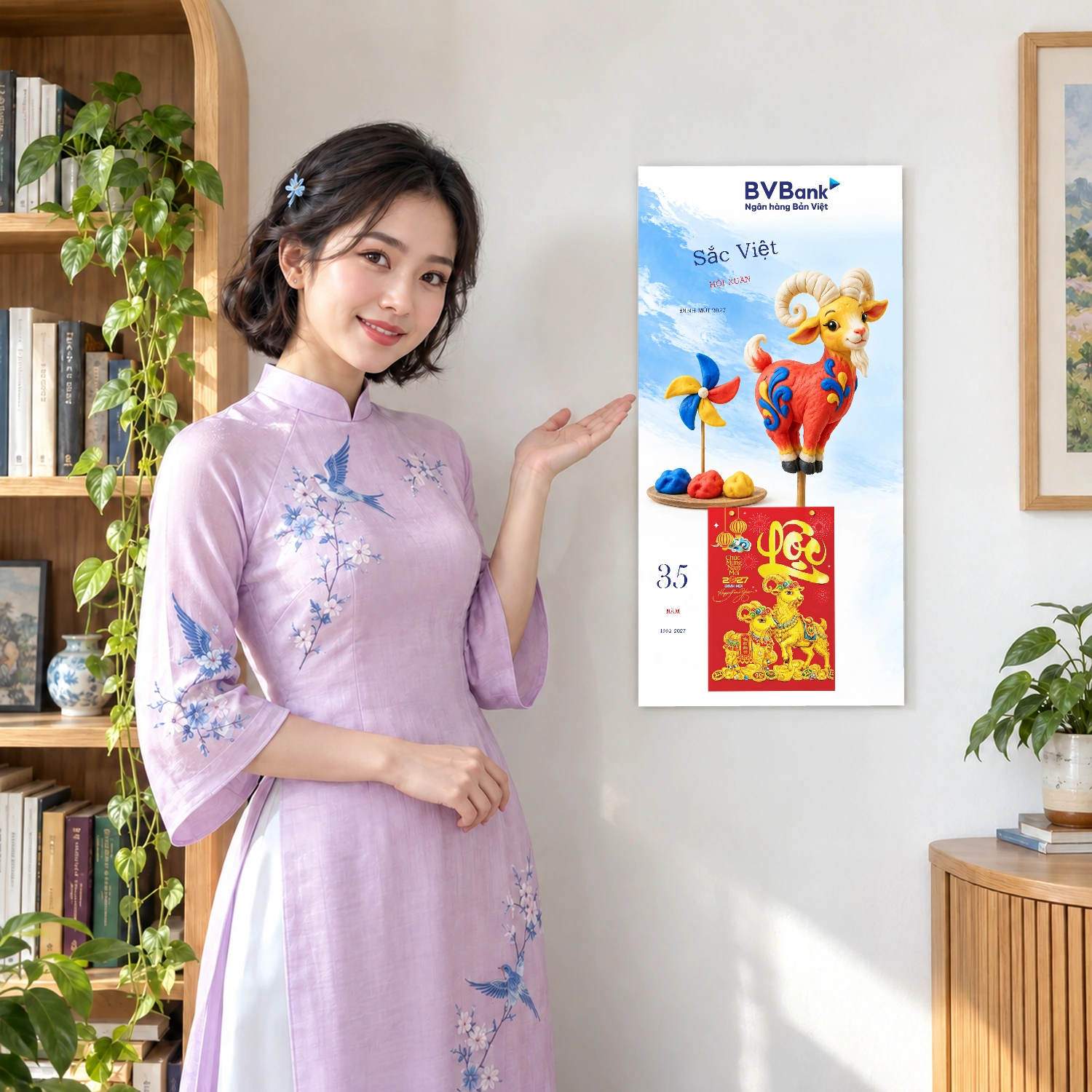 Lịch gỗ Ngân hàng BVBank năm 2027 – Sắc Việt Hội Xuân 30x60cm – LGV27T3-BVBANK-SVHX — ảnh 4