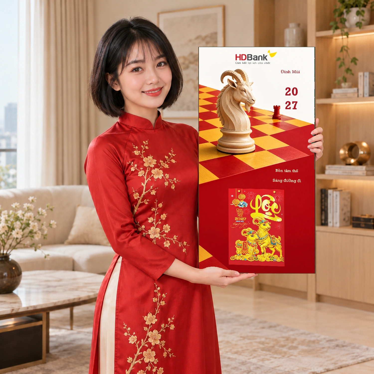 Lịch gỗ Ngân hàng HDBank năm 2027 – Nước Cờ Đầu Xuân 30x60cm – LGV27T3-HDBANK-NCDX — ảnh 3