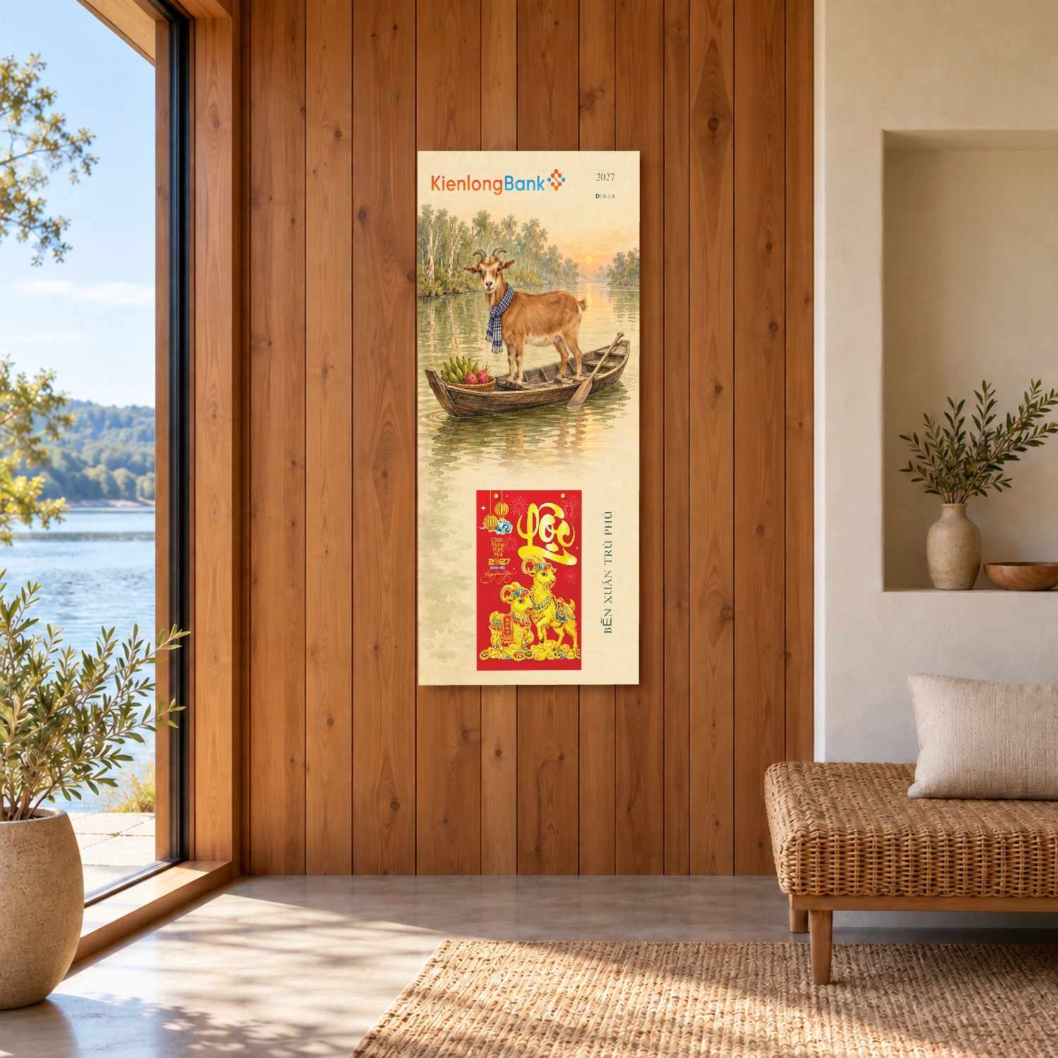 Lịch gỗ Ngân hàng KienlongBank năm 2027 – Bến Xuân Trù Phú 30x60cm – LGV27T3-KIENLONGBANK-BXTP — ảnh 2