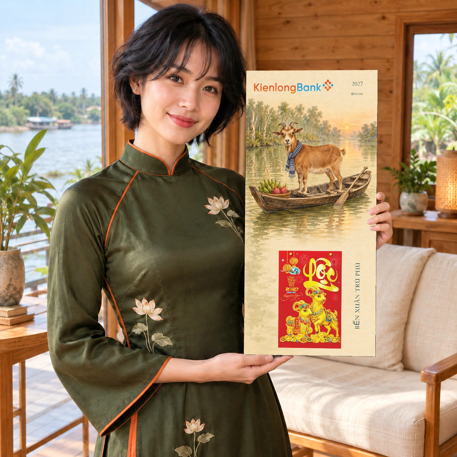 Lịch gỗ Ngân hàng KienlongBank năm 2027 – Bến Xuân Trù Phú 30x60cm – LGV27T3-KIENLONGBANK-BXTP — ảnh 3