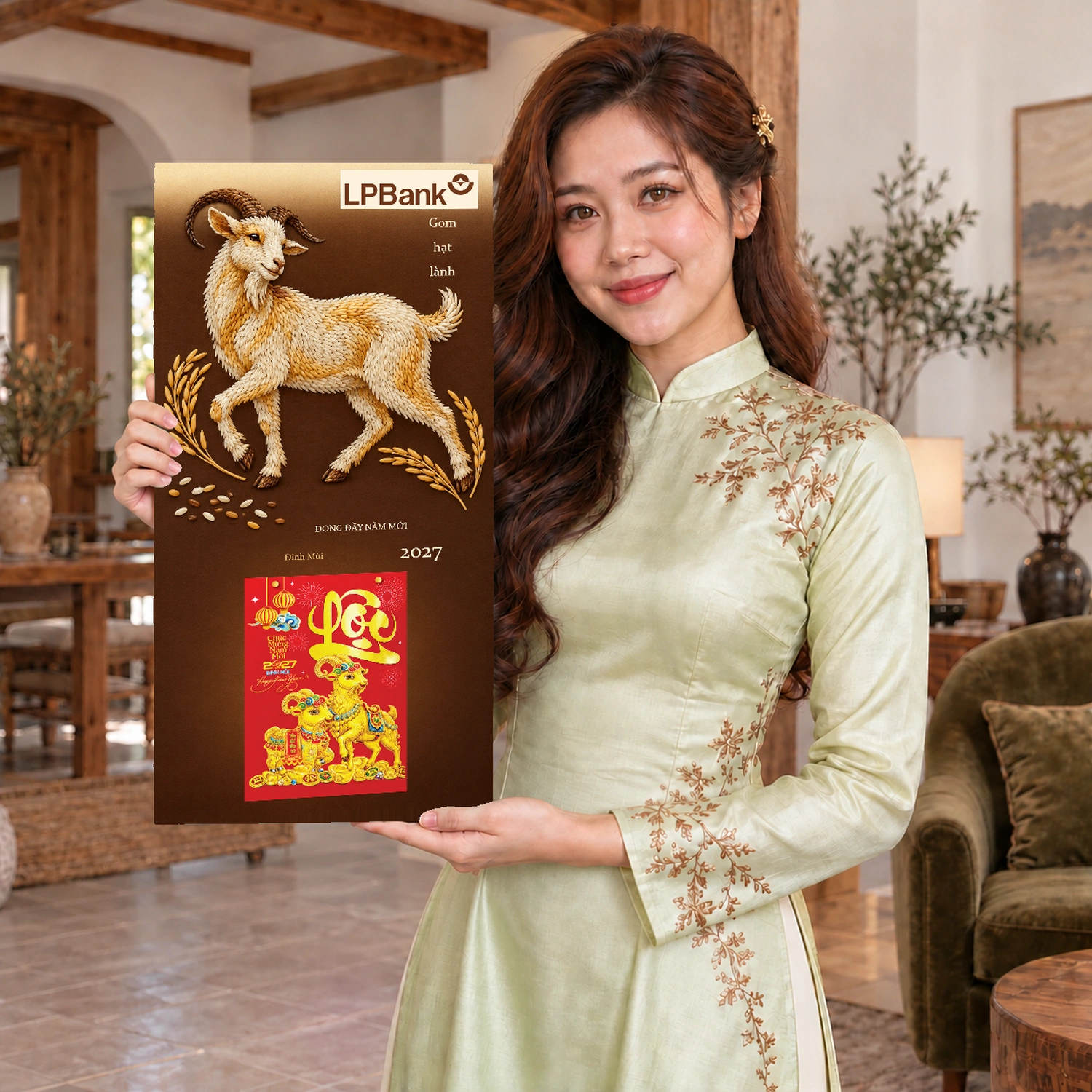 Lịch gỗ Ngân hàng LPBank năm 2027 – Gom Hạt Lành 30x60cm – LGV27T3-LPBANK-GHL — ảnh 3