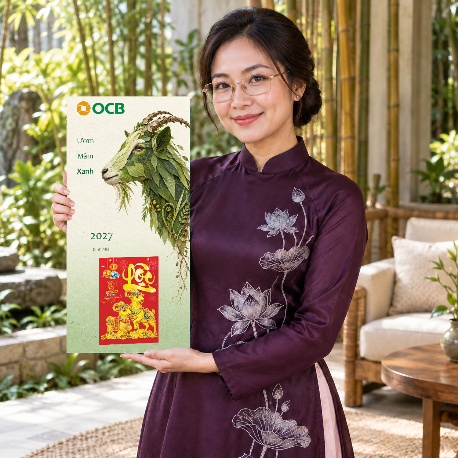 Lịch gỗ Ngân hàng OCB năm 2027 – Ươm Mầm Xanh 30x60cm – LGV27T3-OCB-UMX — ảnh 3