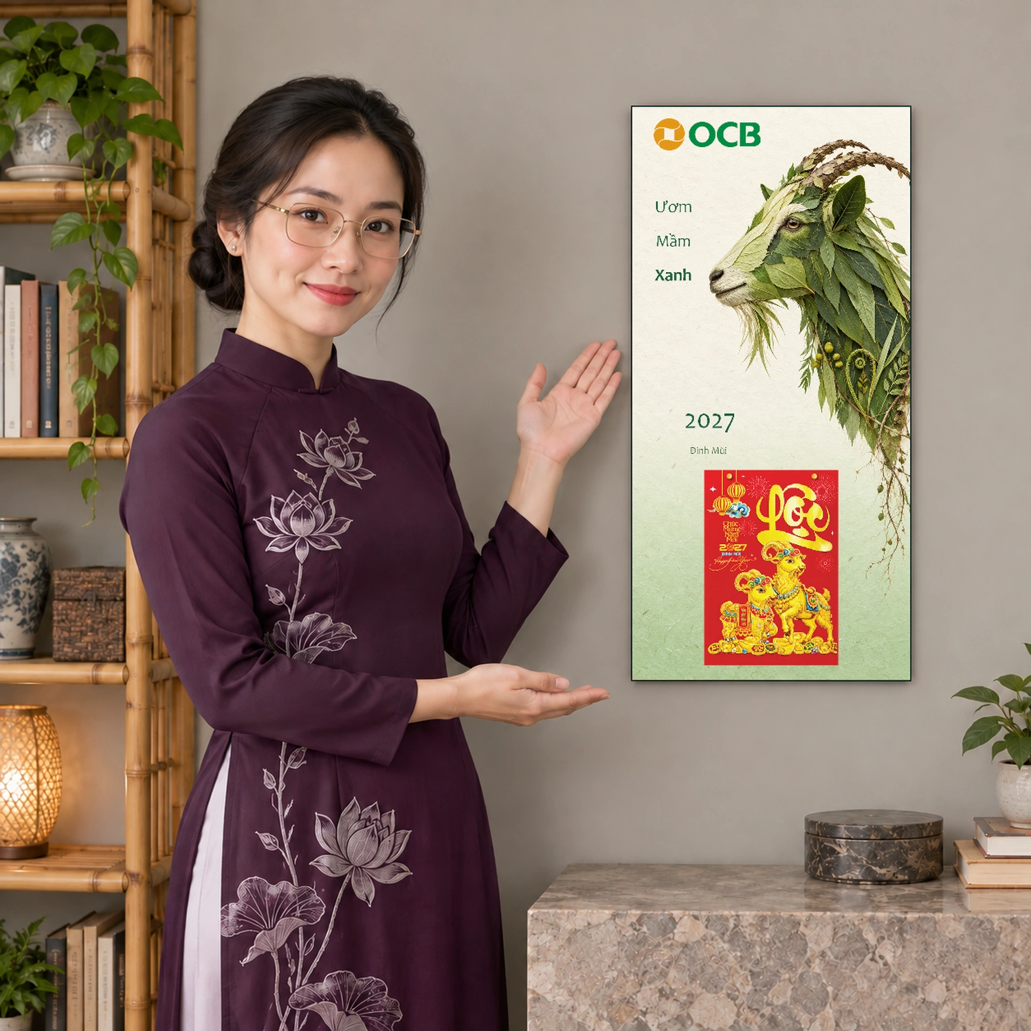 Lịch gỗ Ngân hàng OCB năm 2027 – Ươm Mầm Xanh 30x60cm – LGV27T3-OCB-UMX — ảnh 4