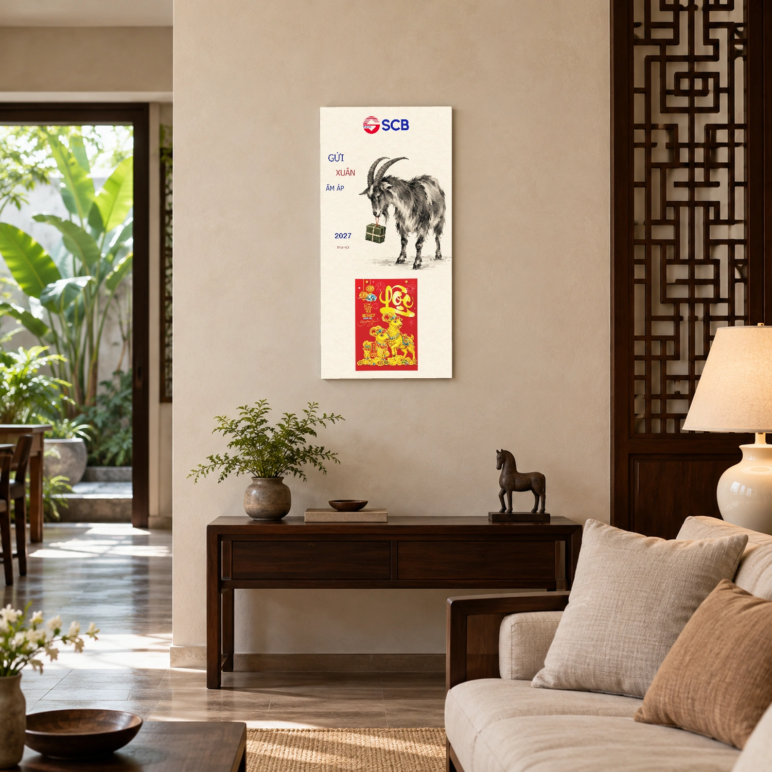 Lịch gỗ Ngân hàng SCB năm 2027 – Gửi Xuân Ấm Áp 30x60cm – LGV27T3-SCB-GXAA — ảnh 2