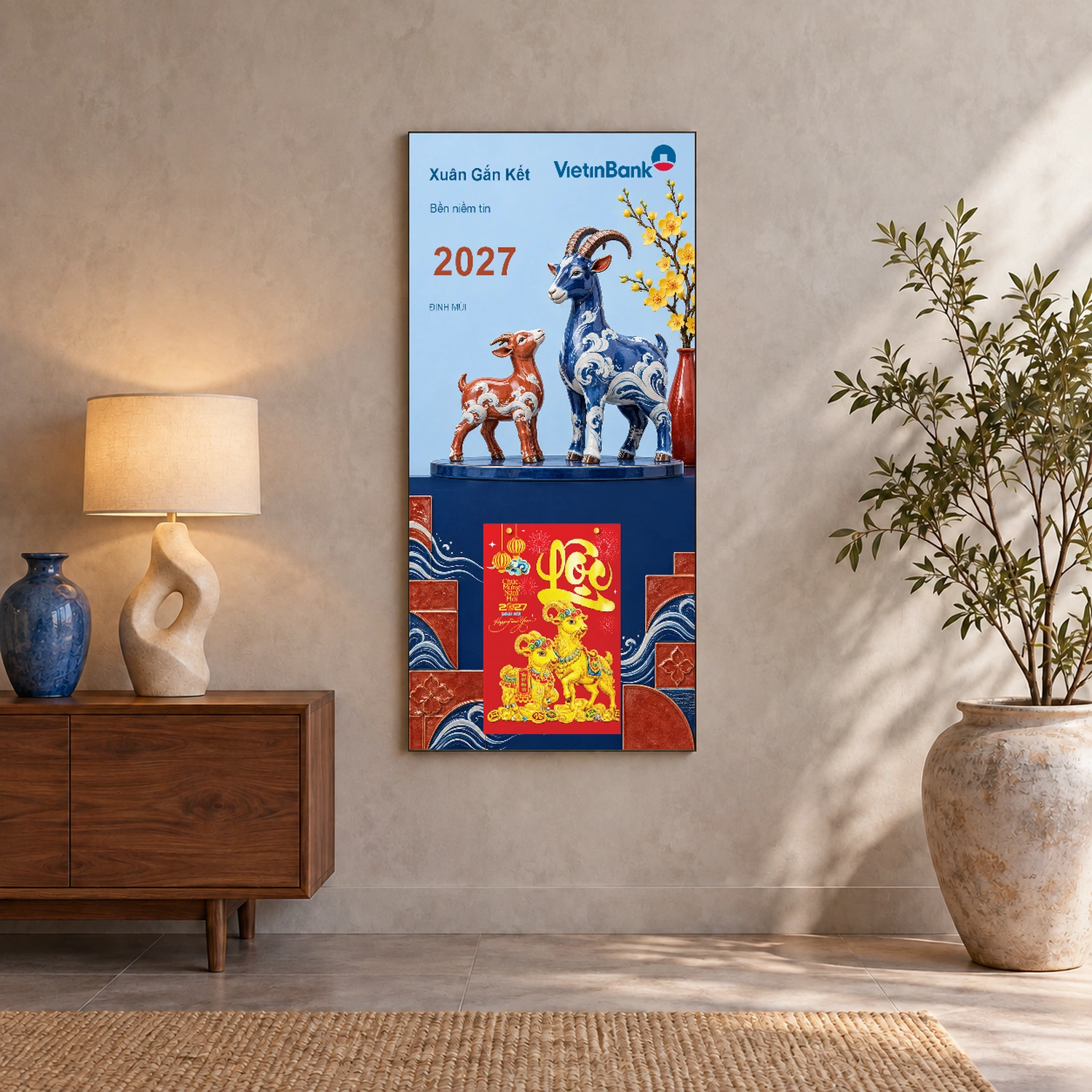 Lịch gỗ Ngân hàng VietinBank năm 2027 – Xuân Gắn Kết 30x60cm – LGV27T3-VIETINBANK-NCPV — ảnh 2