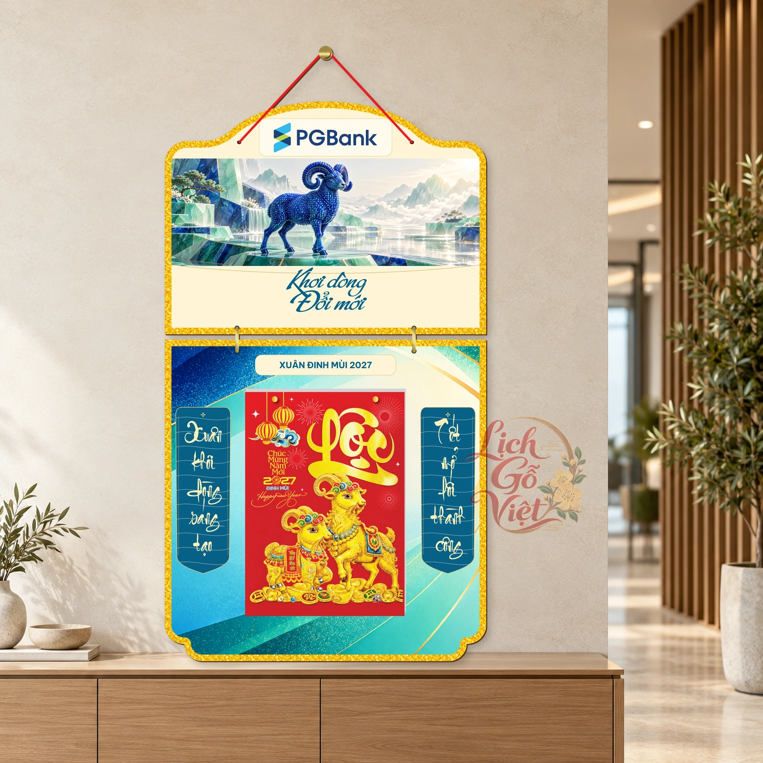 Lịch gỗ 2 thân PGBank 2027 – Khơi dòng đổi mới — ảnh 3
