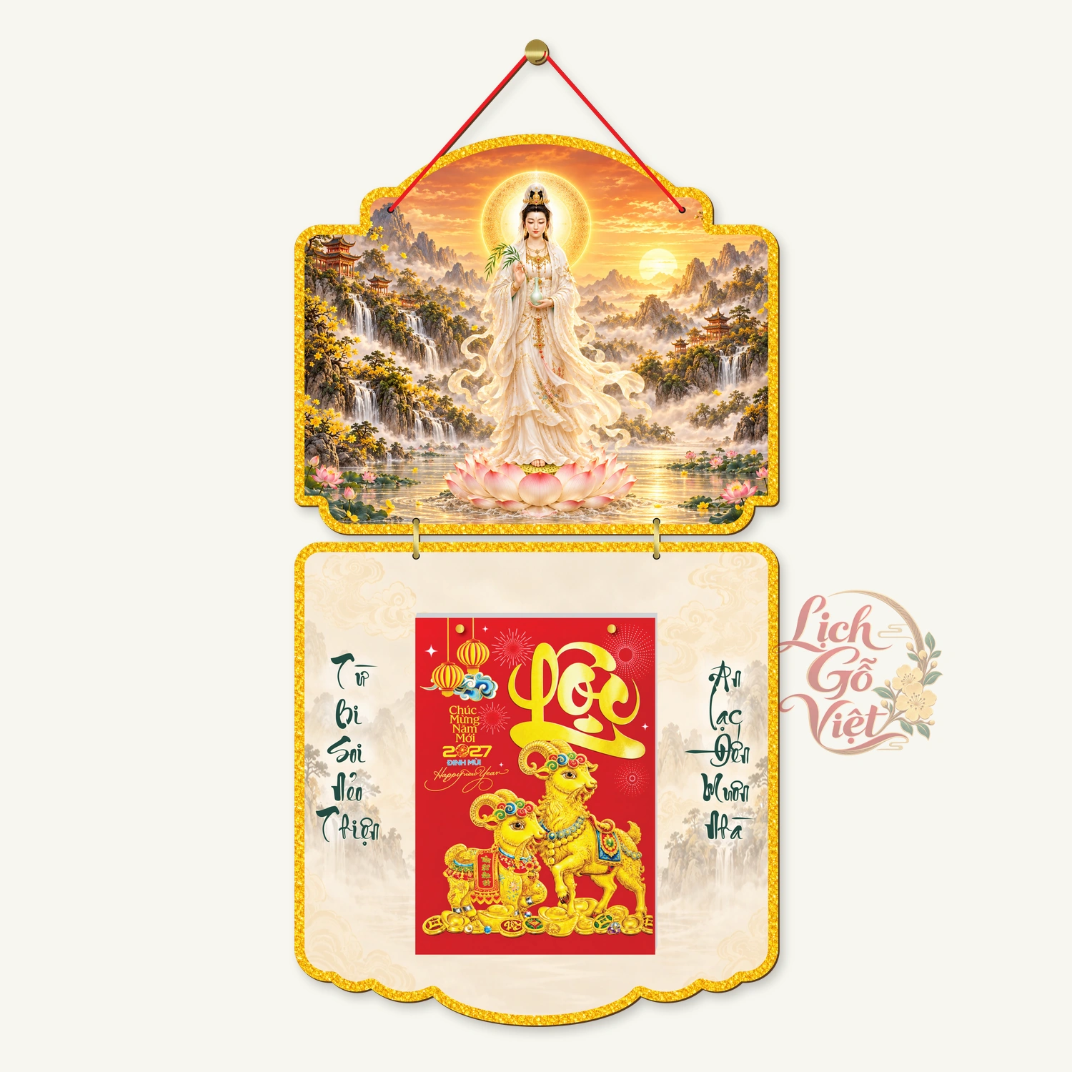 Lịch gỗ Phật giáo 2 thân Quan Âm – Đồ họa – PG27T2-01 — ảnh 4
