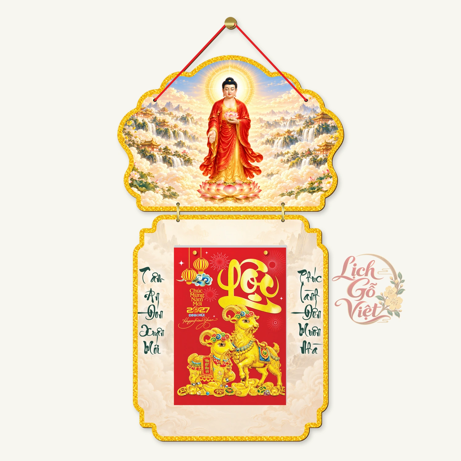 Lịch gỗ Phật giáo 2 thân Phật A Di Đà – Đồ họa – PG27T2-03 — ảnh 4