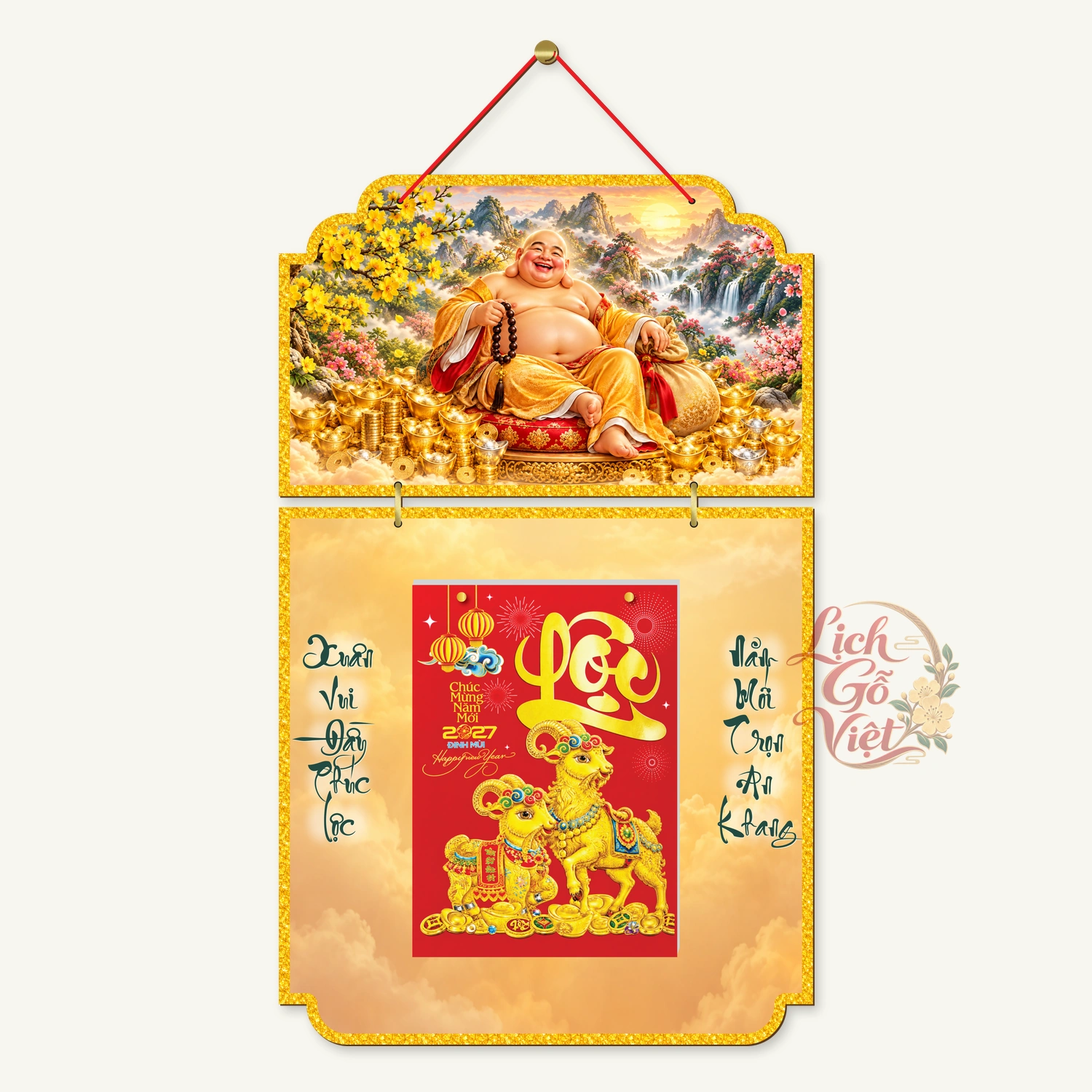 Lịch gỗ Phật giáo 2 thân Di Lặc Hoan Hỷ Đón Xuân – Đồ họa – PG27T2-19 — ảnh 4