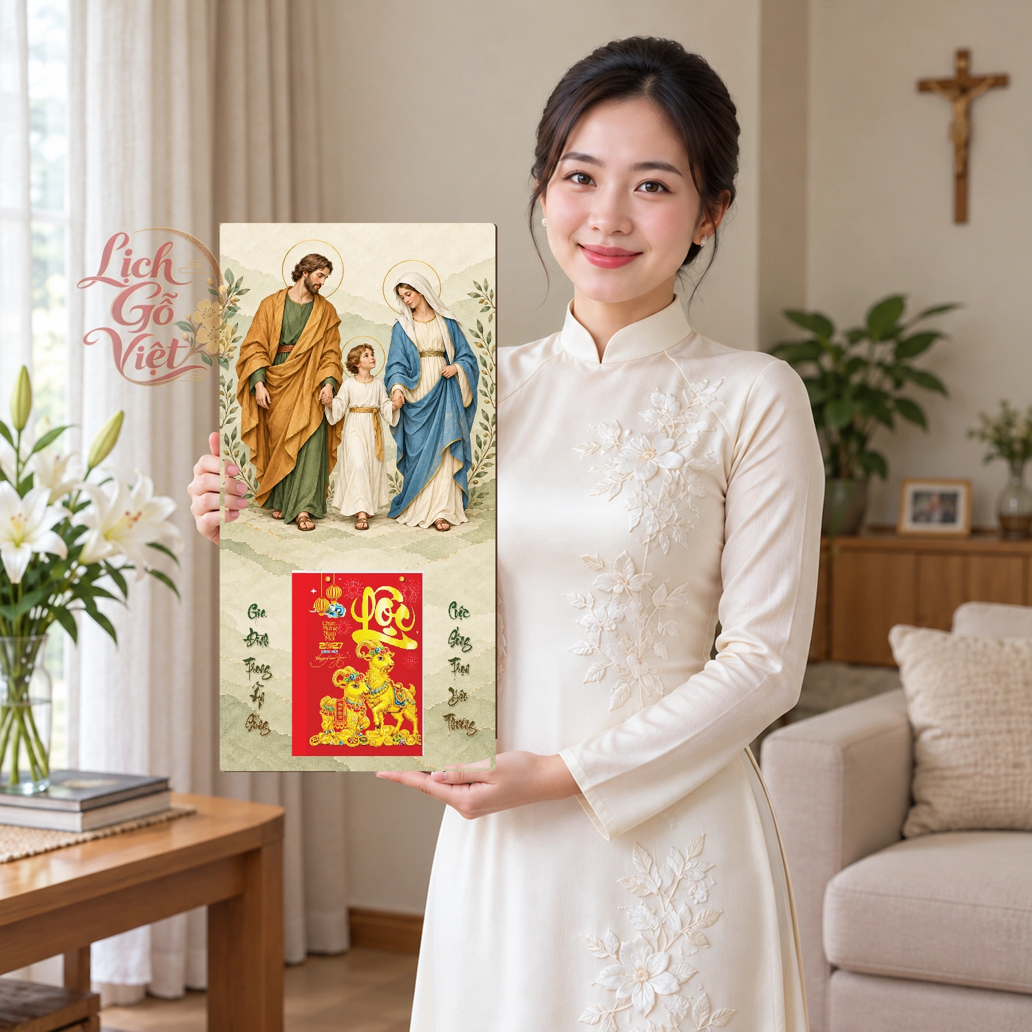 Lịch gỗ Công giáo Thánh Gia - Đồ họa 30x60cm - CG27-07 – ảnh 3