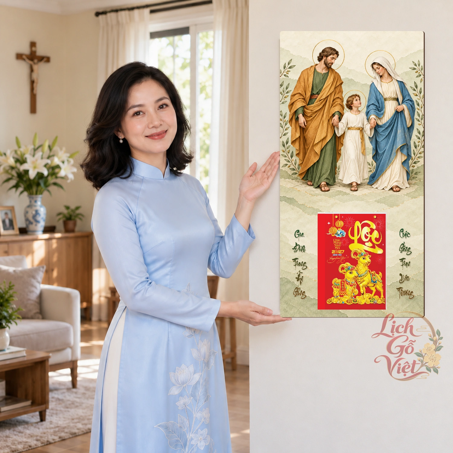 Lịch gỗ Công giáo Thánh Gia - Đồ họa 30x60cm - CG27-07 – ảnh 4