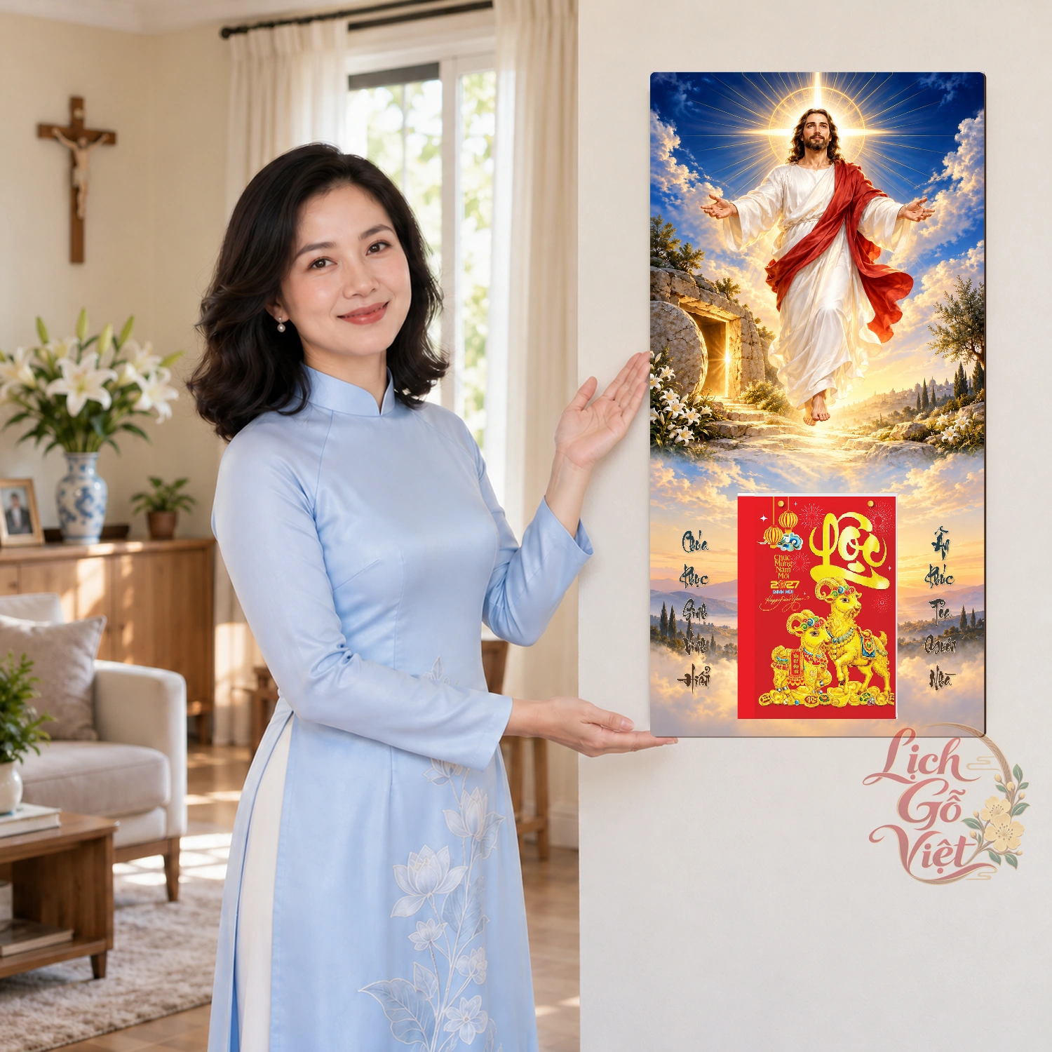 Lịch gỗ Công giáo Mừng Chúa Phục Sinh - Đồ họa 30x60cm - CG27-13 – ảnh 4