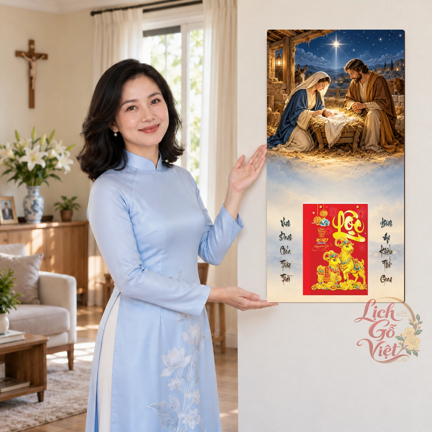 Lịch gỗ Công giáo Mừng Giáng Sinh – Hang đá Bêlem - Đồ họa 30x60cm - CG27-19 – ảnh 4