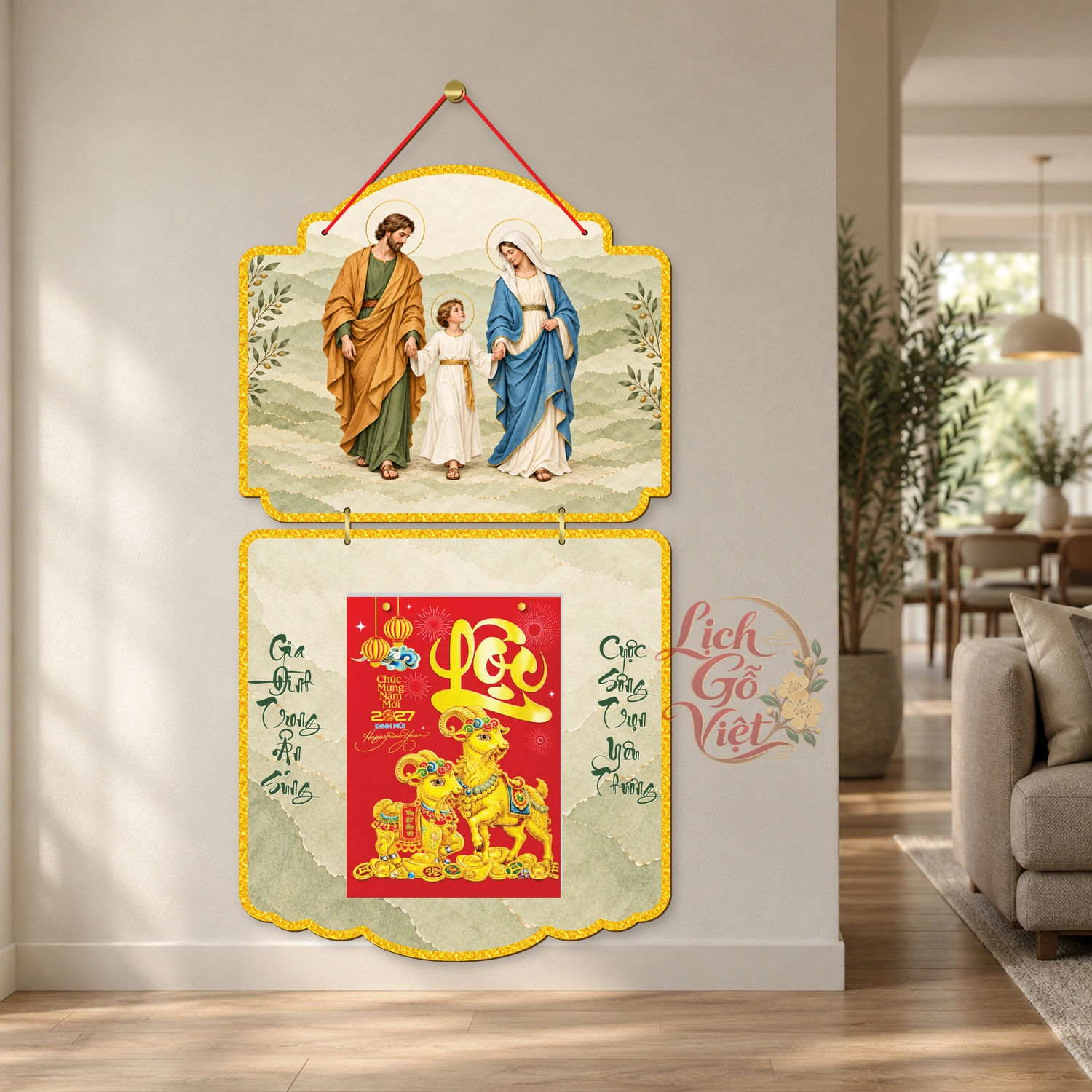 Lịch gỗ Công giáo 2 thân Thánh Gia – Đồ họa – CG27T2-07 — ảnh 2