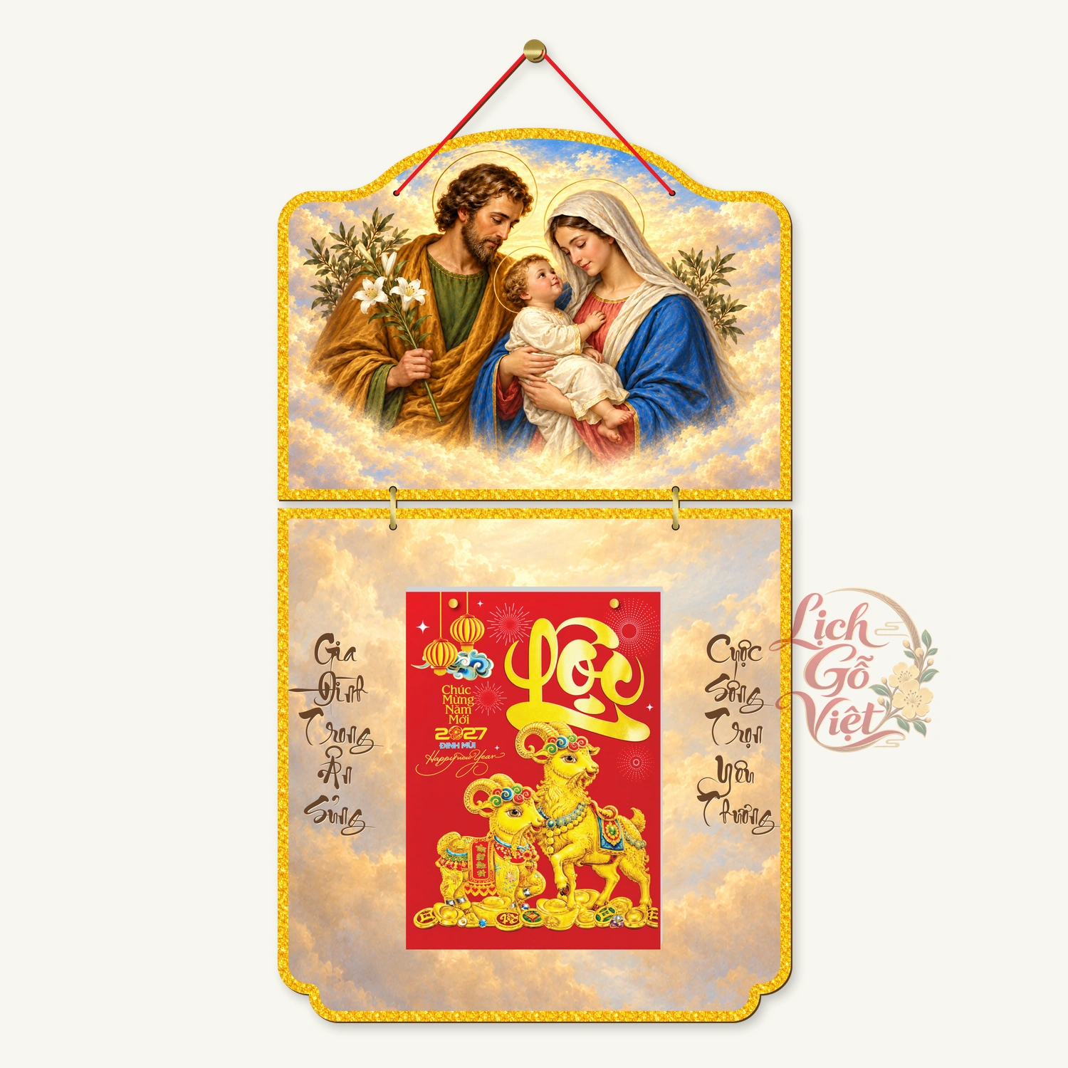Lịch gỗ Công giáo 2 thân Thánh Gia – Truyền thống – CG27T2-08 — ảnh 4