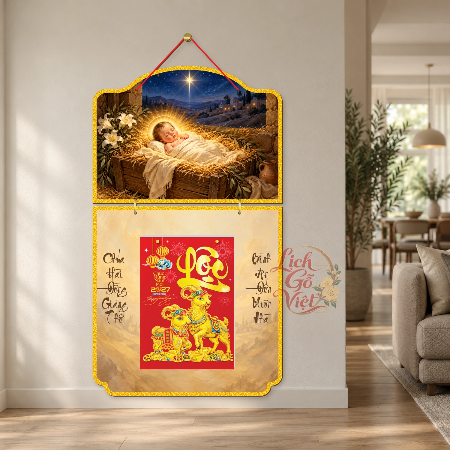 Lịch gỗ Công giáo 2 thân Chúa Hài Đồng Giáng Sinh – Truyền thống – CG27T2-17 — ảnh 2