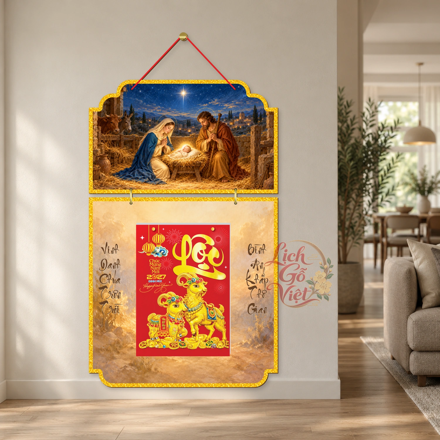 Lịch gỗ Công giáo 2 thân Mừng Giáng Sinh – Hang đá Bêlem – Truyền thống – CG27T2-20 — ảnh 2
