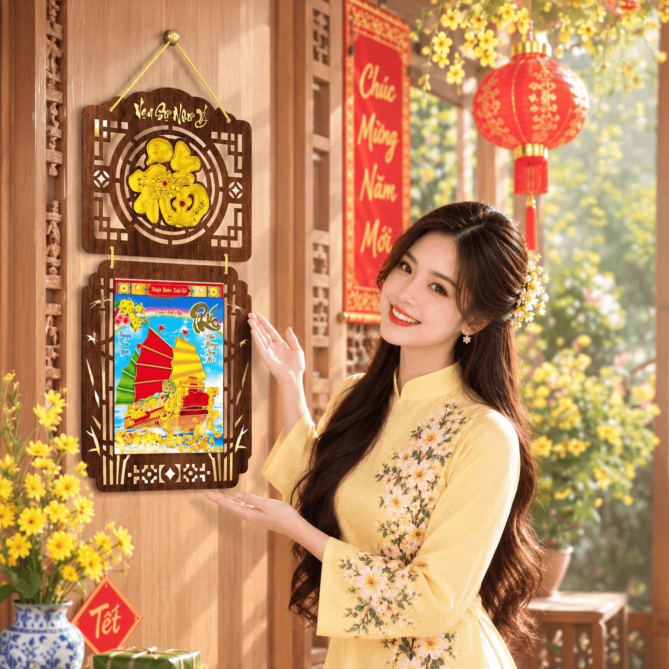 Lịch gỗ LGVSE04 Chữ Phúc Vạn Sự Như Ý 2027 độc quyền — ảnh 3