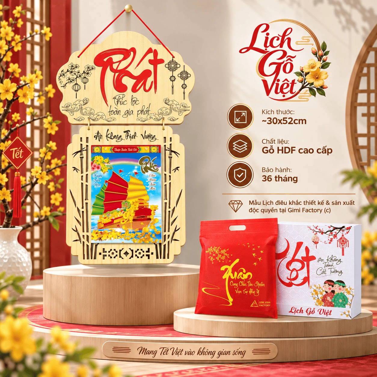 Lịch gỗ LGVSE06 Chữ Phát 2027 độc quyền