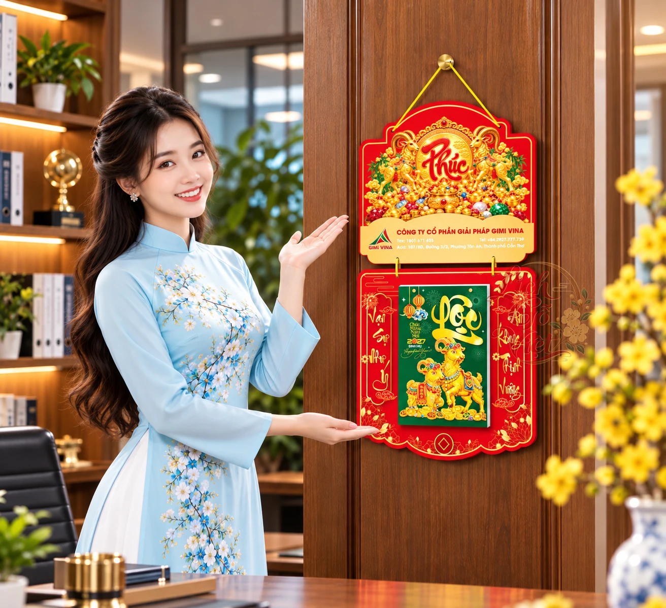 Lịch gỗ 2 thân 2027 Chữ Phúc LGV27T2-06 — ảnh 2