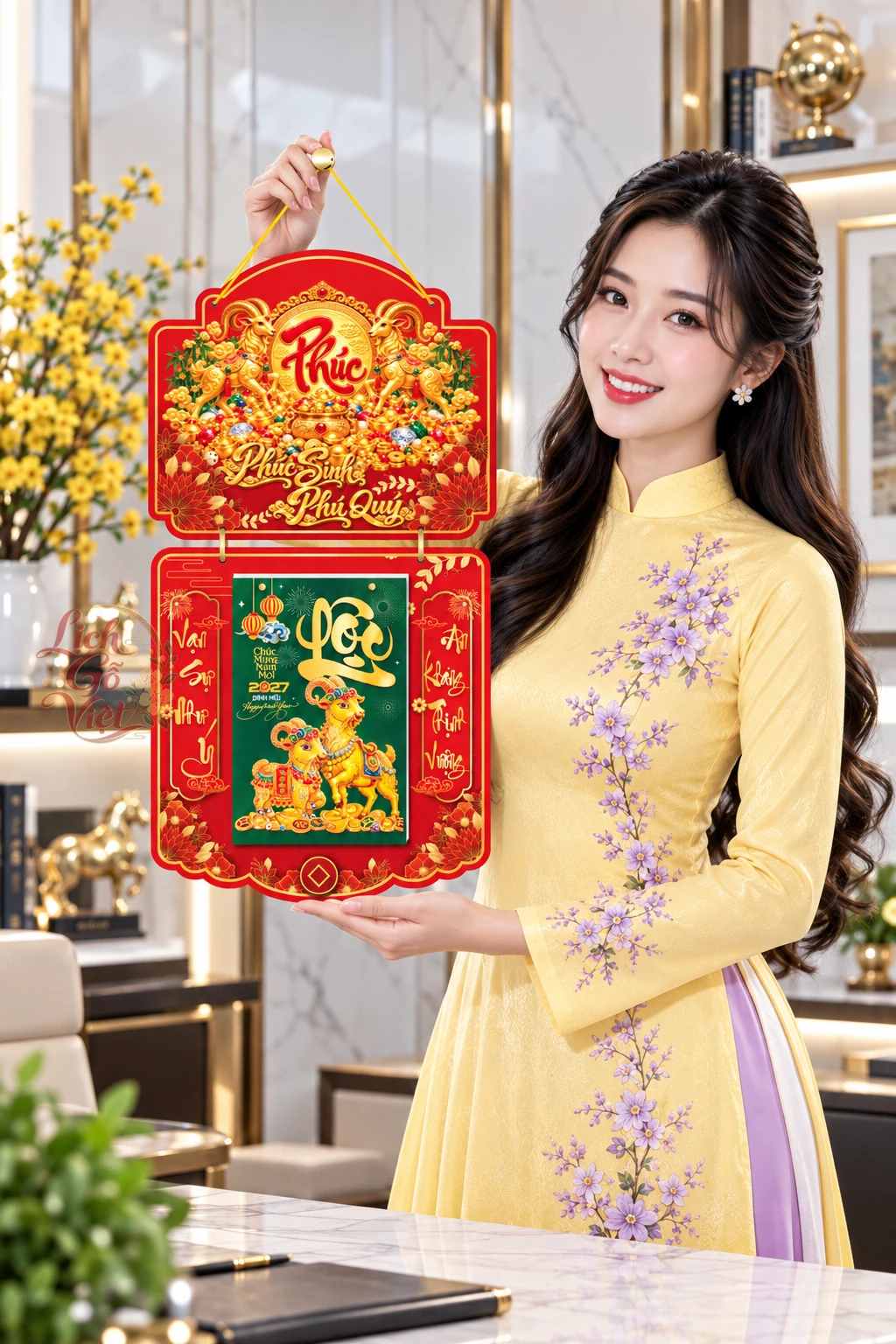 Lịch gỗ 2 thân 2027 Chữ Phúc LGV27T2-06 — ảnh 8