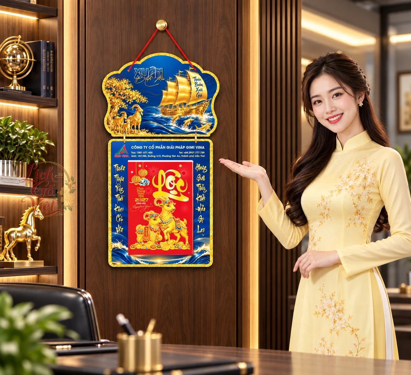 Lịch gỗ 2 thân 2027 Thuận Buồm Xuôi Gió LGV27T2-07 — ảnh 5