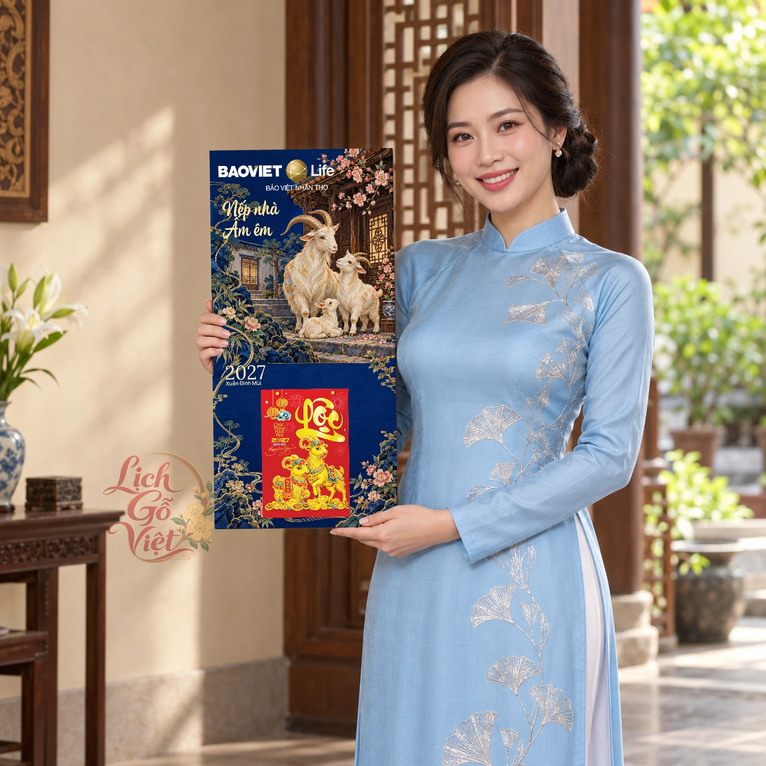 Lịch gỗ Bảo Việt Nhân thọ 2027 – Nếp nhà ấm êm 30x60cm – LGV27T3-BH-BVNT-NAE — ảnh 3