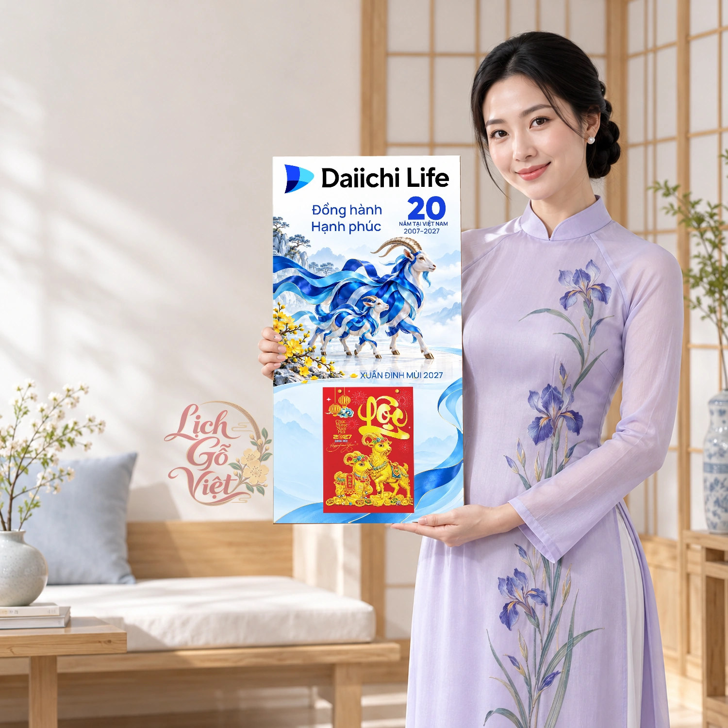 Lịch gỗ bảo hiểm nhân thọ Daiichi Life 2027 30x60cm - LGV27T3-DAIICHI — ảnh 3