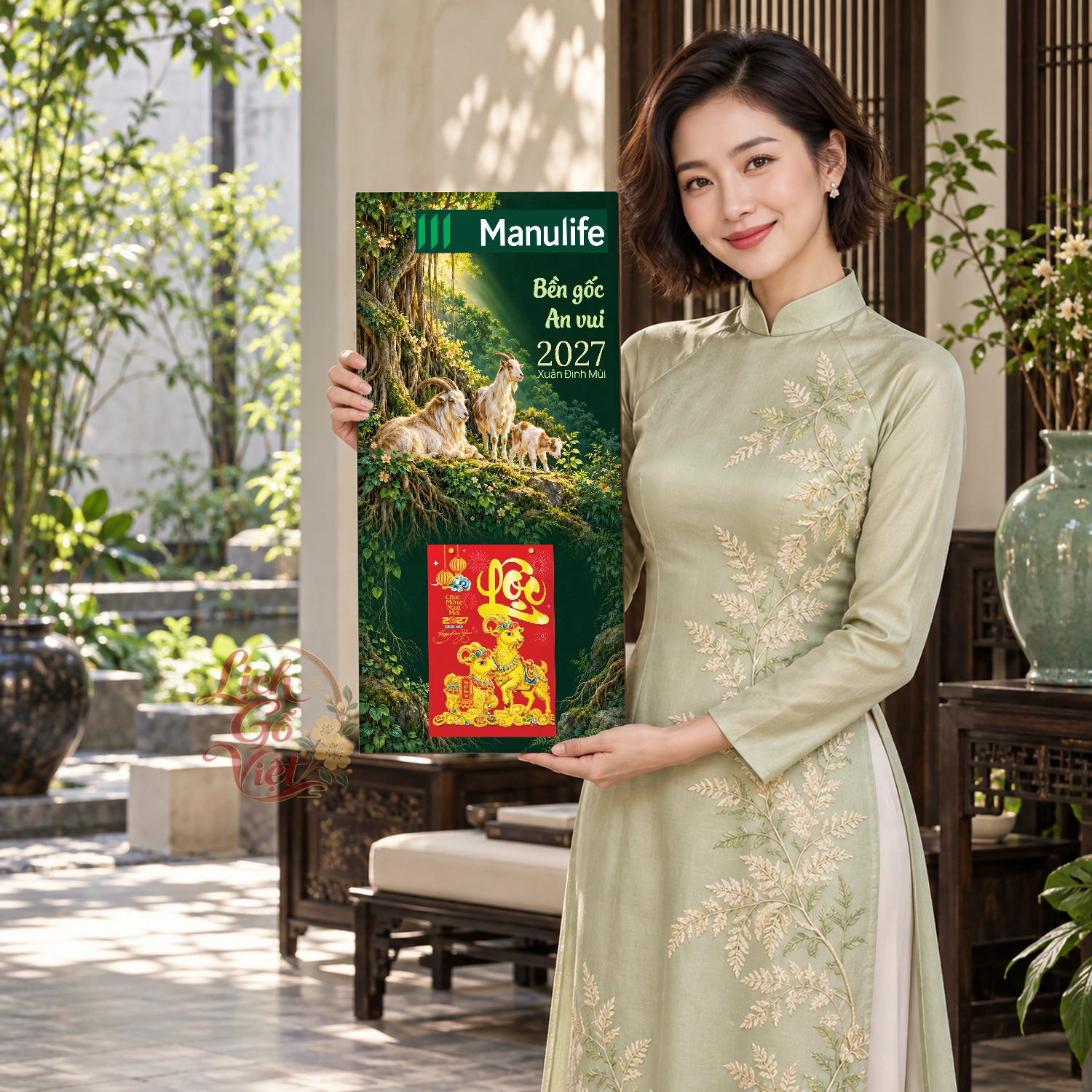 Lịch gỗ bảo hiểm nhân thọ Manulife 2027 30x60cm - LGV27T3-MANU — ảnh 3