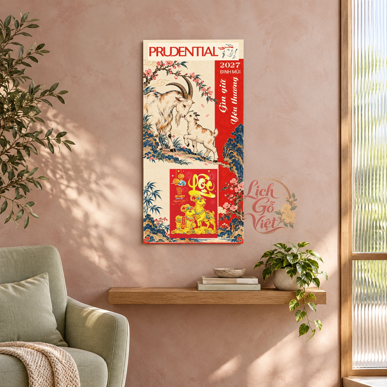 Lịch gỗ bảo hiểm nhân thọ Prudential 2027 30x60cm - LGV27T3-PRU — ảnh 2