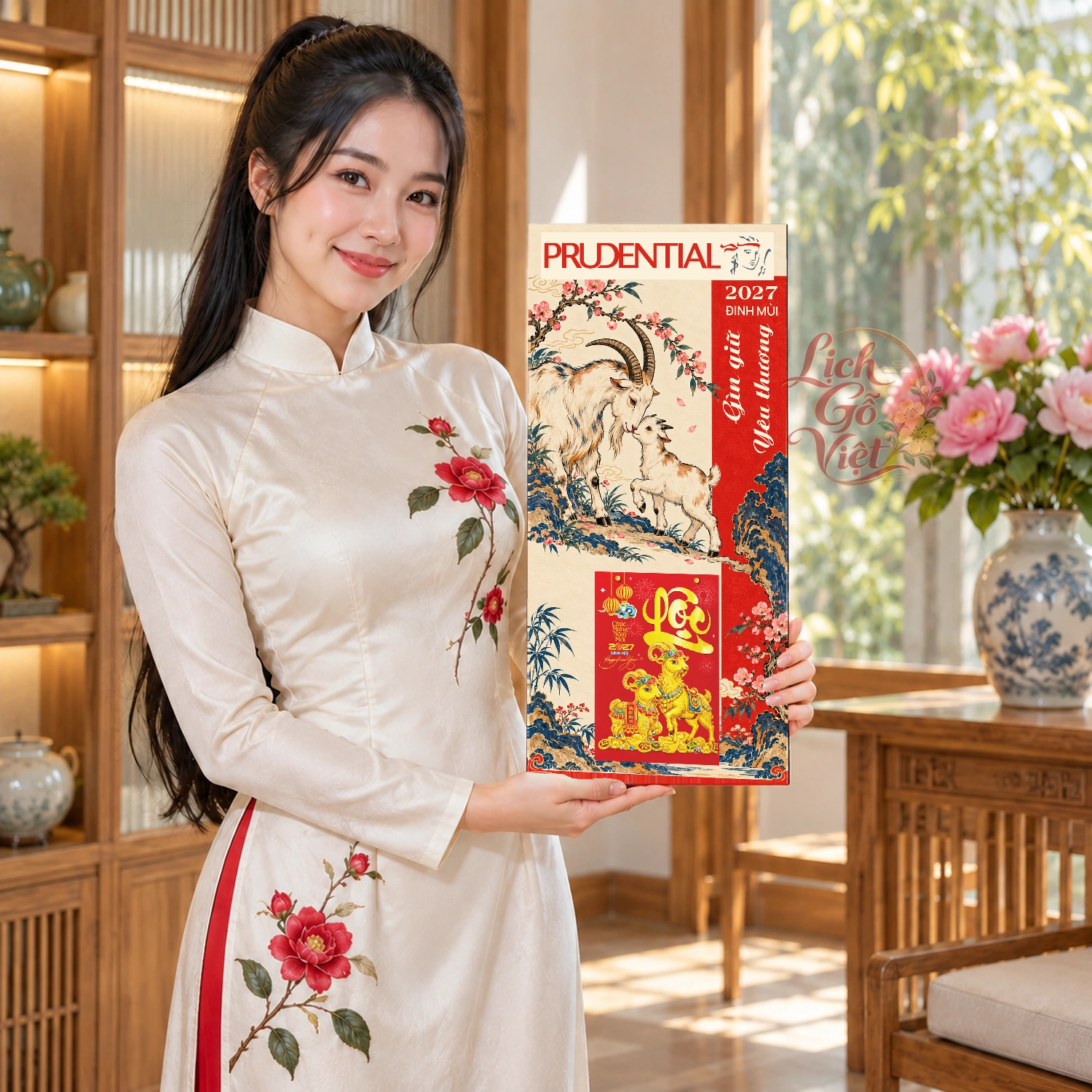 Lịch gỗ bảo hiểm nhân thọ Prudential 2027 30x60cm - LGV27T3-PRU — ảnh 3