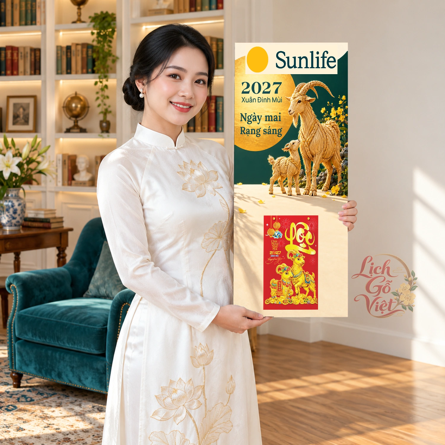 Lịch gỗ bảo hiểm nhân thọ Sunlife 2027 30x60cm - LGV27T3-SUNLIFE — ảnh 3