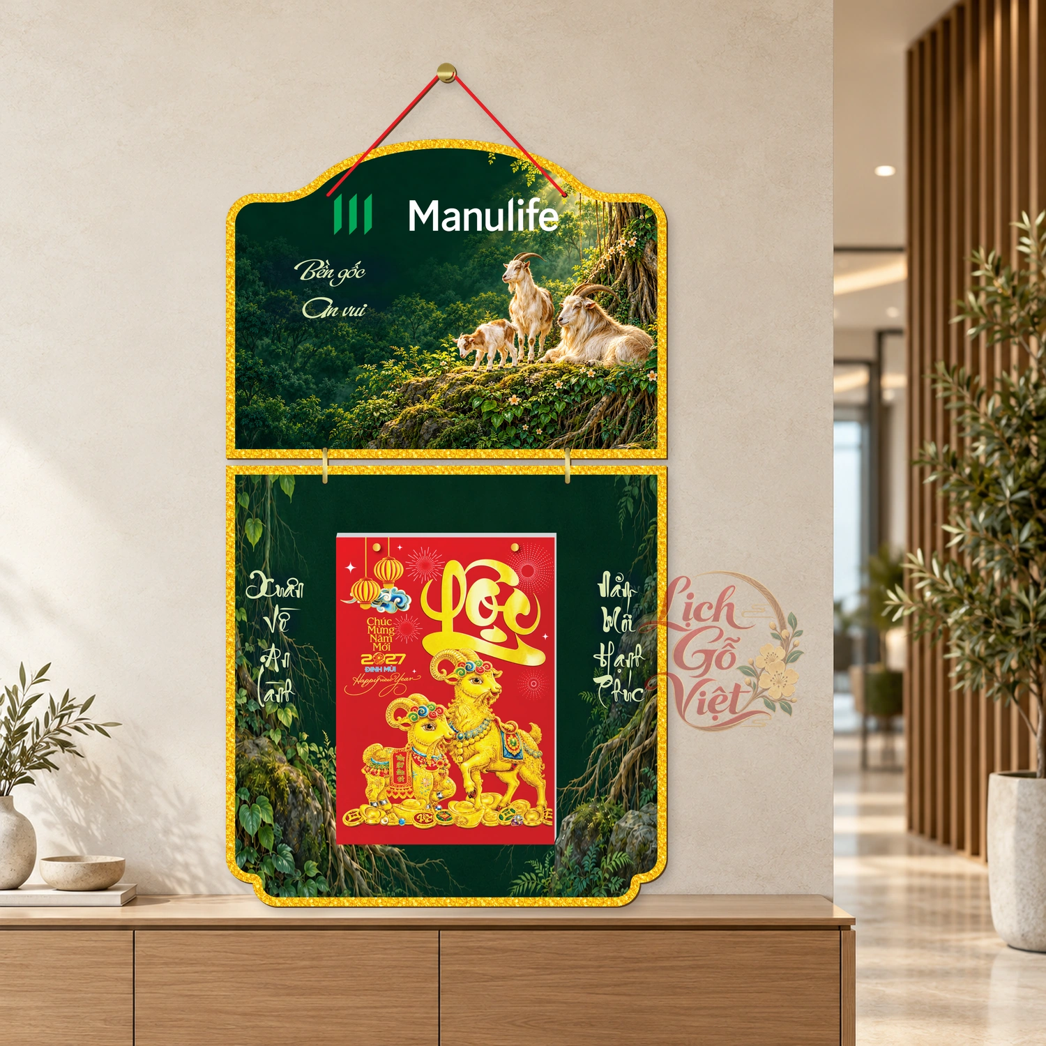 Lịch gỗ Manulife 2027 mẫu 2 thân – Bền gốc an vui – BH27T2-03 — ảnh 3