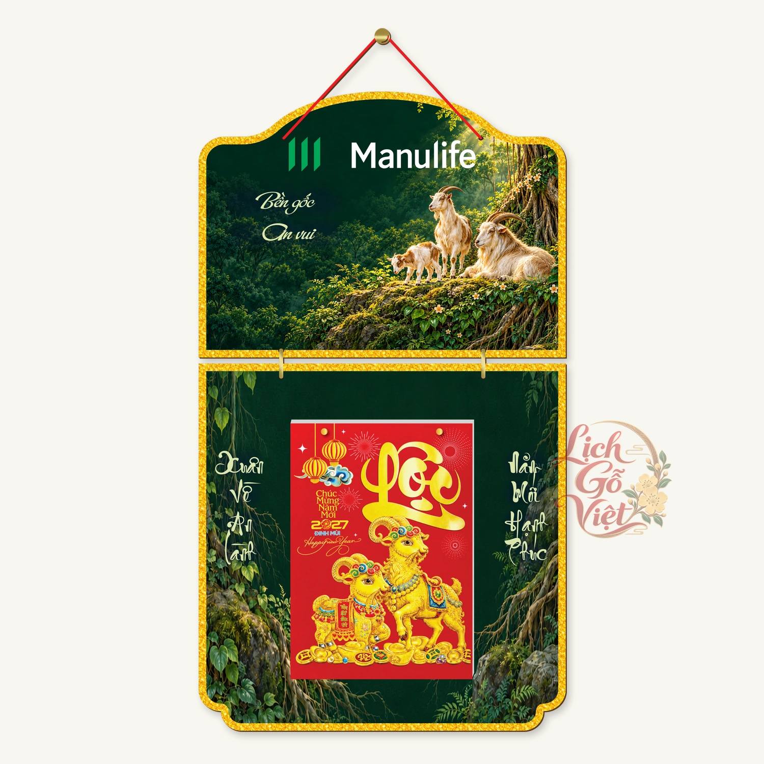 Lịch gỗ Manulife 2027 mẫu 2 thân – Bền gốc an vui – BH27T2-03 — ảnh 4