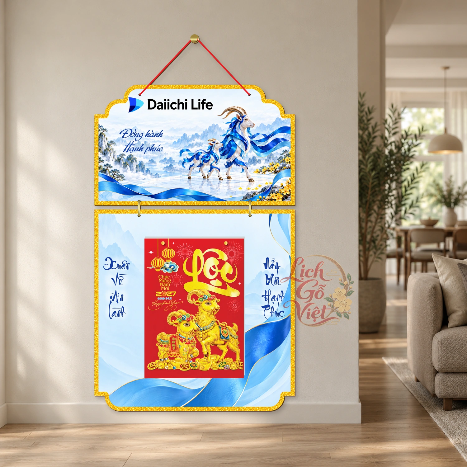 Lịch gỗ Daiichi Life 2027 mẫu 2 thân – Đồng hành hạnh phúc – BH27T2-05 — ảnh 2