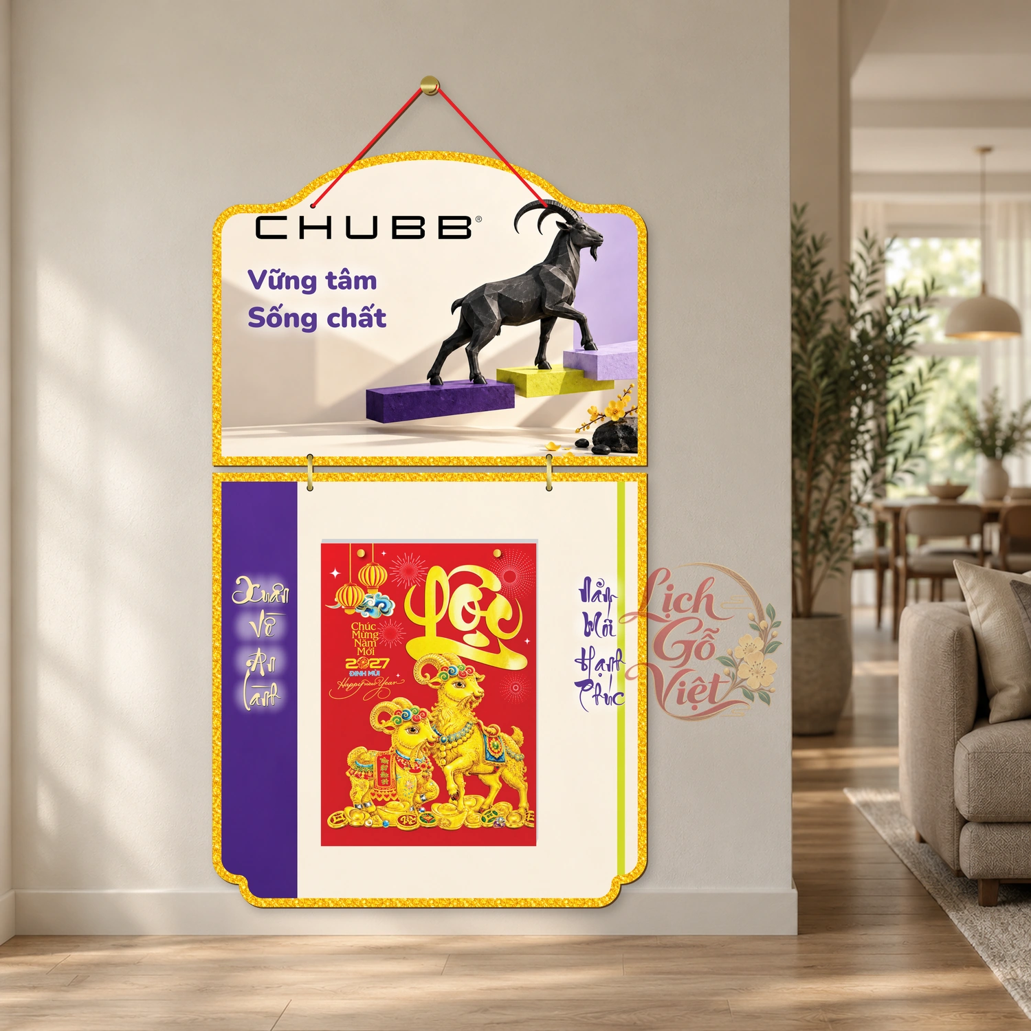 Lịch gỗ Chubb Life 2027 mẫu 2 thân – Vững tâm sống chất – BH27T2-06 — ảnh 2