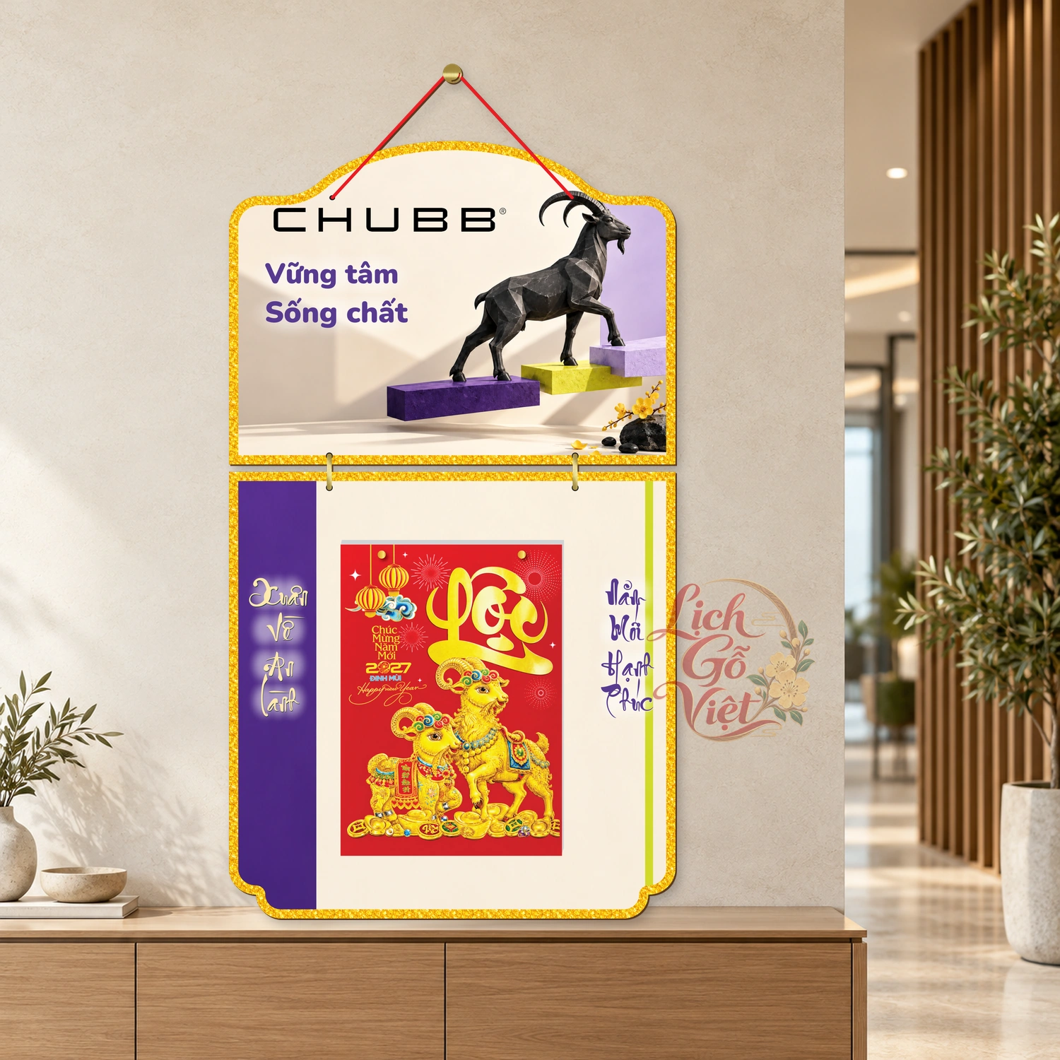Lịch gỗ Chubb Life 2027 mẫu 2 thân – Vững tâm sống chất – BH27T2-06 — ảnh 3